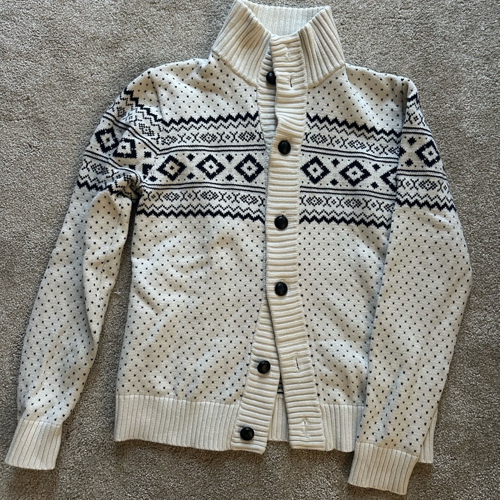 Ben Sherman Fair Isle cotton wool blend Cardigan Sweater